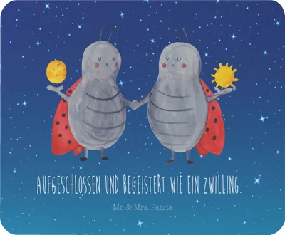 Produktbild von Mr. & Mrs. Panda Mousepad Sternzeichen Zwilling - Sternenhimmel Blau - Geschenk, Glückskäfer, Mouse Pad, Zwillingsschwester, Zwillinge, pc, mousematte, Mauspad, laptop