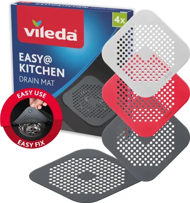 Produktbild von Vileda Abflusssieb 4er Set - Spülbecken Sieb, Haarsieb Waschbecken & Abflusssieb Badewanne