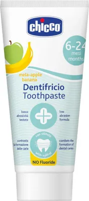 Produktbild von Chicco Kinderzahnpasta mit Apfel-Banane-Geschmack fr Babys 6-24 Monate, 50 ml