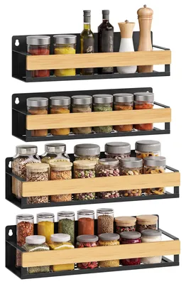 Produktbild von Kräuterregal SONGMICS KCS601B101 - Wandmontage - Schwarz und Bambus