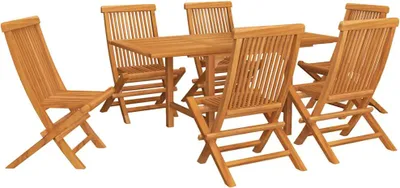 Produktbild von vidaXL 7-tlg. Garten-Essgruppe Massivholz Teak