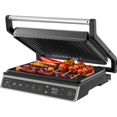 Productafbeelding van Olvy Contactgrill, 1800W, Elektrische grill, Sandwichmaker, 7 programma's, Paninigrill, Grilltoaster voor binnen, PFAS-vrije platen, Tafelgrill