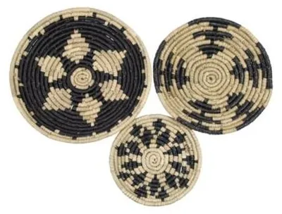 Immagine prodotto di Mars & More: cesto da parete in alghe marine, colore nero (set da 3)