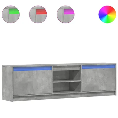 Image de vidaXL Armoire TV avec éclairage LED gris béton 180x34x50 cm
