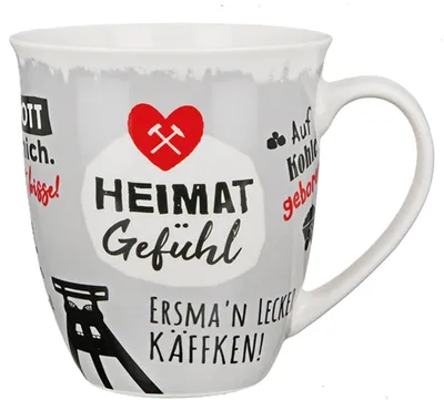 Produktbild von GILDE - 44947 - Kaffeebecher, Tasse, Heimatgefühl, Ruhrpott, Porzellan, 11cm x 14cm x 10,2cm, 400ml
