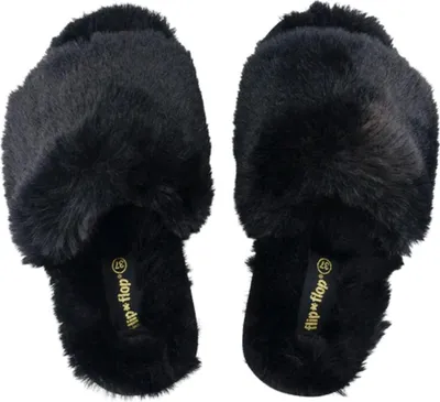 Produktbild von Damen Flip Flop Slide*Fell Hausschuhe warm bequem Flip Flops schwarz 41