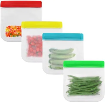 Produktbild von Praktische Lebensmittelbeutel - Vliesbeutel für Obst und Gemüse im Kühlschrank - Durable Tiefkühlbeutel - Packung mit 4 Stücken