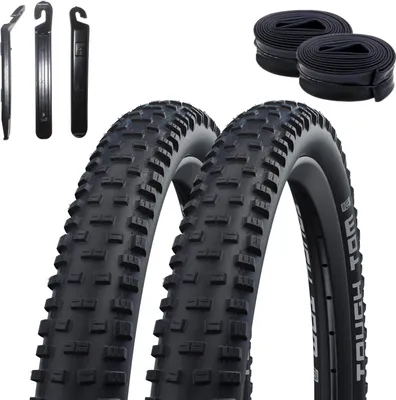 Produktbild von 2 x Schwalbe Tough Tom K-Guard fahrradreifen Fahrradmantel 70-584  (27,5 x 2,80") + 2 Schwalbe AV21F Schläuche inkl. 3 Reifenheber