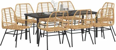 Obrázok produktu pre Záhradný jedálenský set 9 pcs Hnedá polyratan