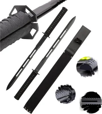Image de Set de sabres décoratifs Ninja (2 pièces) avec fourreaux – Répliques de sabres japonais comme décoration, décoration murale ou de table, objet de collection, idée cadeau HK-1249