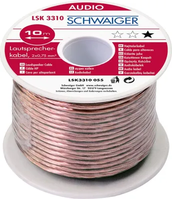 Image de Schwaiger Câble de haut-parleur 2x0,75qmm 10m Transparent