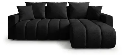 Produktbild von GIULIO Ecksofa mit Schlaffunktion und Bettkasten L-Form Bouclé Schwarz