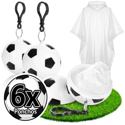 Produktbild von com-four® 6x Regenponcho in Fußballkugel, Notfallponcho für EM, WM, Stadion