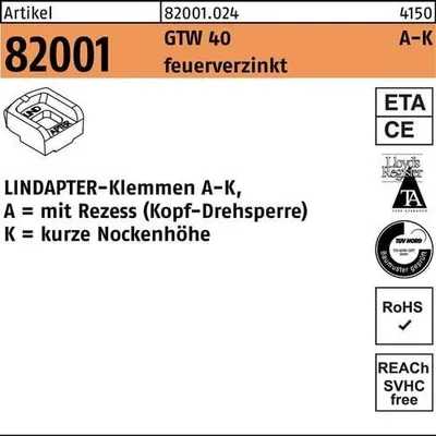 Produktbild von Klemmen R 82001 GTW 40 KM 24 / 9,0 feuerverzinkt