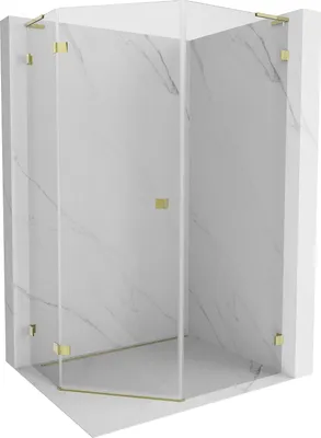 Immagine prodotto di Mexen Lunar L cabina doccia pentagonale a battente sinistra 90 x 100 cm, trasparente, oro - 831L-090L-100P-50-00-L
