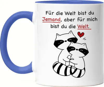 Produktbild von Für Die Welt Bist Du Jemand Aber Für Mich Bist Du Die Welt Tasse Blau Gedicht Liebling Liebe Lieblingsmensch Katze