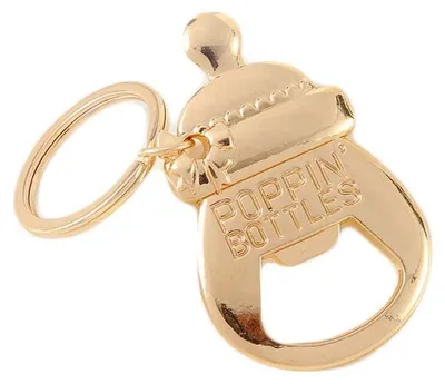 Flaschenöffner Schlüsselanhänger aus Stahl, gold, tragbar