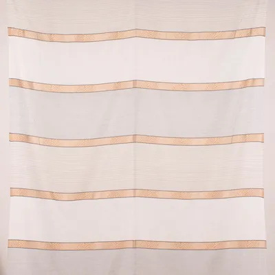 Produktbild von Gardinenstoff Meterware Dekostoff Voile halbtransparent Streifen beige braun grau 150cm