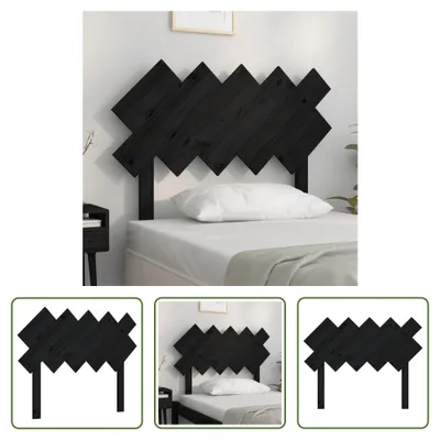 Produktbild von The Living Store Kopfteil Schwarz 104x3x80,5 cm Massivholz Kiefer