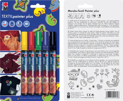 Produktbild von Marabu Textilmarker "Textil Painter Plus" Strichstärke: 3,0 mm 5er Blister