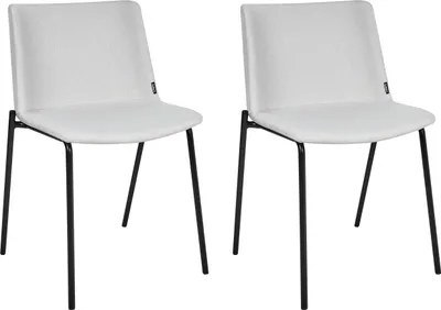 Produktbild von BELIANI Esszimmerstuhl 2er Set Hellgrau Stoffbezug mit Schwarzen Metallbeinen ohne Armlehnen Modern Wohnzimmer Esszimmer Küche Ausstattung Möbel