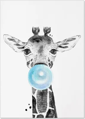 Produktbild von TPFLiving Kunstdruck LW-1325 (OHNE RAHMEN) Poster - Leinwand - Wandbild - Hochauflösender Giclée-Druck, langlebig und hochwertig - Tiere mit Luftballon, Elefant, Löwe, Giraffe, Zebra -  - Größe: 60x90cm