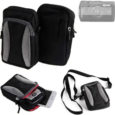 Produktbild von K-S-Trade Fototasche kompatibel mit OM System TG-7 Gürtel-Tasche Holster Umhänge Tasche Kameratasche, schwarz-grau Brust-Beutel Brust-Tasche