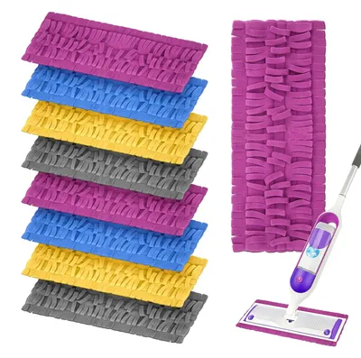 Productafbeelding van 8 stuks wasbare microvezel pads voor vloerwissers, geschikt voor verschillende vloeren