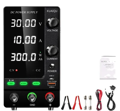 Obrázok produktu pre Napájanie DC, nastaviteľné napätie, stabilný výstup, 30V 10A 300W, zástrčka 220V pre európsku zásuvku