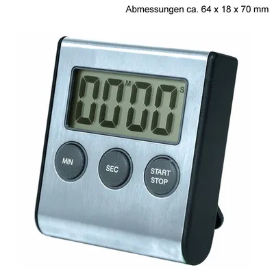 Produktbild von Edelstahl Digital Küchentimer, Timer mit Alarm, up und down Funktion, Ständer, Magnet
