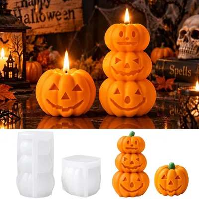 Produktbild von Silikonform Kürbis Halloween Kerzen Gießform DIY Deko 4er Set