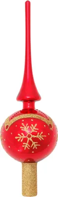 Produktbild von Krebs Glas Lauscha Christbaumspitze - Rot Glänzend - aus Glas - ca. 28cm - für ein edles Finish am Baum