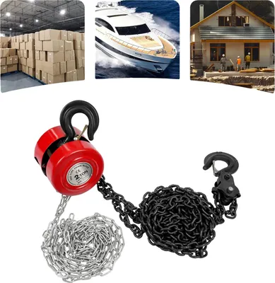 Image de Chaîne manuelle, capacité de charge 2000 kg, hauteur de levage 3 m, rotation du crochet 360°, acier au manganèse durable, conception compacte