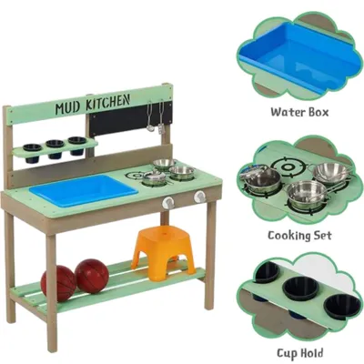 Produktbild von GINGER HOME Kinder-Holzküche für den Garten, 80 × 37 × 88 cm. 2424
