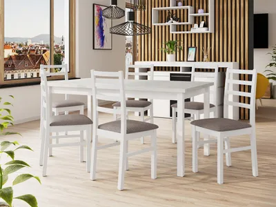 Obrázek produktu pro Jídelní sestava 6+1 SILLE 1 - bílá / šedá