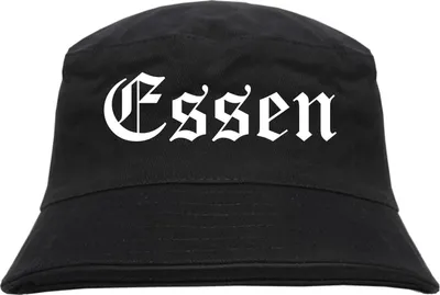 Produktbild von Essen Fischerhut - Altdeutsch - bedruckt - Bucket Hat Anglerhut Hut S/M Schwarz