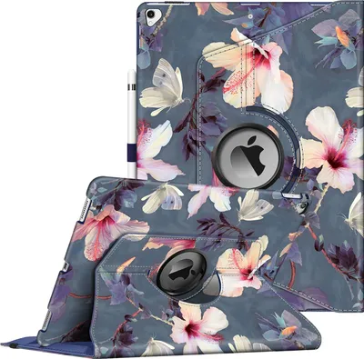 Produktbild von Fintie Hülle für iPad Pro 12.9 (2. Generation 2017/1. Generation 2015), 360 Grad verstellbare Schutzhülle Stand Cover Tasche mit Auto Schlaf/Wach Funktion, Blühender Hibiskus