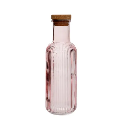 Produktbild von HOMLA NATIA geriffelte Karaffe mit Stopfen rosa 1 l