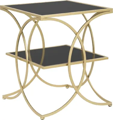 Image de Mauro Ferretti table d'appoint double 45x45x55 cm or noir