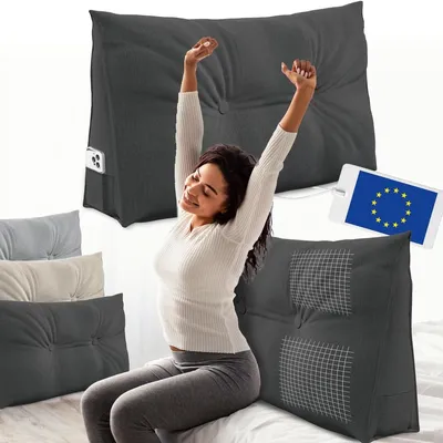 Produktbild von Keilkissen Rückenkissen Bettkissen - 70 cm - Mit Seitentasche - Für Bett und Sofa