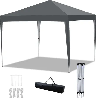 Immagine prodotto di Gazebo pieghevole Izrielar 3x3 m impermeabile, gazebo pieghevole con borsa, tenda da giardino stabile e tenda da festa per giardino, campeggio, spiaggia e attività all'aperto, grigio