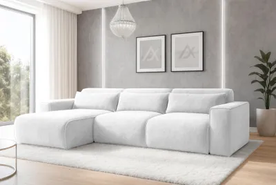 Image de AX LIVING Canapé d'angle convertible Ruyam Blanc perle Canapé G