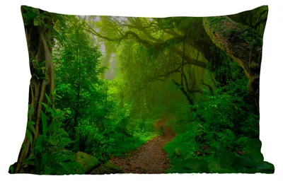 Produktbild von MuchoWow® Outdoor Kissen - Landschaft - Dschungel - Tropisch - Sonne - Grün - 50x30 cm - Wetterfest - Lounge Kissen - Sofa kissen - Wohnzimmer Dekoration