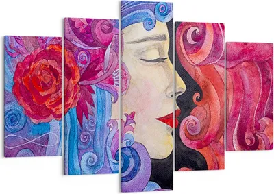 Produktbild von Bild auf Leinwand - Leinwandbild - Frau Abstraktion - 150x100cm - Wand Bild - Wanddeko - Leinwanddruck - Bilder - Kunstdruck - Wanddekoration - Leinwand bilder - Wandkunst - EA150x100-4005