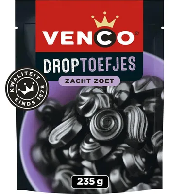 Image de Bonbons à la réglisse Venco Droptoefjes 250g - Morceaux de réglisse sucrés et épicés