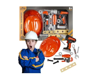 Obrázek produktu pro Plastová sada nářadí + helma pro děti od 3 let MEGA CREATIVE