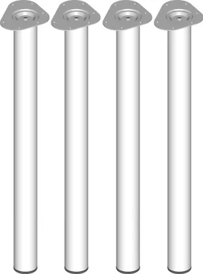 Produktbild von Tischbeine Element rund weiß, 4 Stück, Satz Stahlrohrbeine, 60 mm