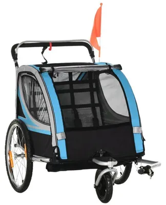 Produktbild von Zimilo 2-in-1 Kinderfahrradanhänger & Kinderwagen, 5-Punkt-Gurt, Stahlrahmen, 20 Zoll Reifen, Universalkupplung, mit Bremse, 142 x 75 x 101 cm