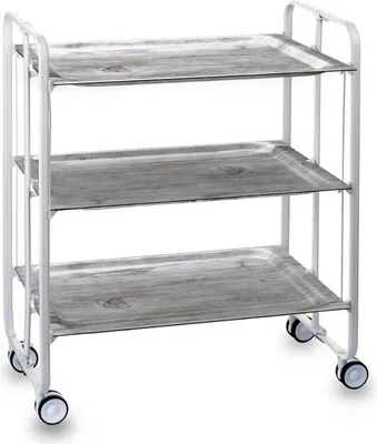 Immagine prodotto di DON HIERRO - Carrello di servizio pieghevole BAUHAUS con rotelle - struttura in metallo bianco, 3 livelli, 3 posizioni