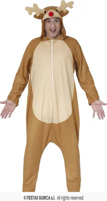 A man wearing a reindeer costume.